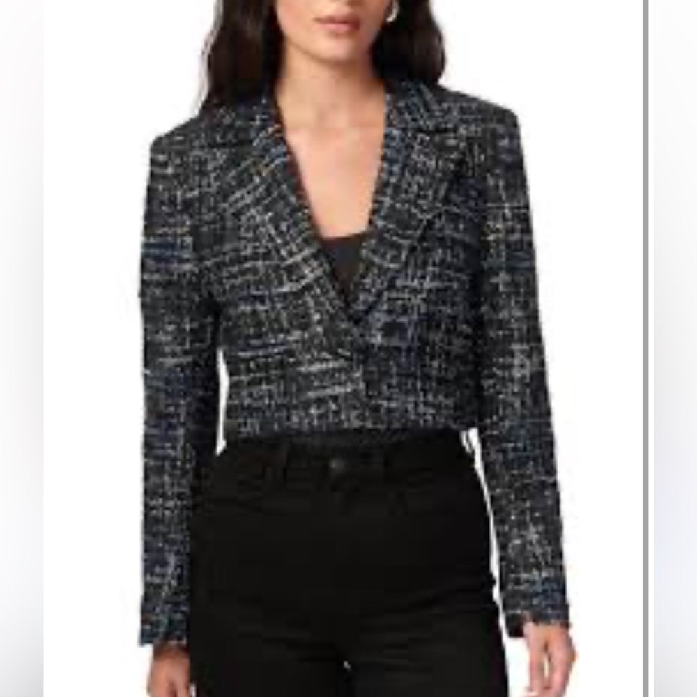 New Bagatelle Collection Women's Black and Blue Tweed Blazer size M
